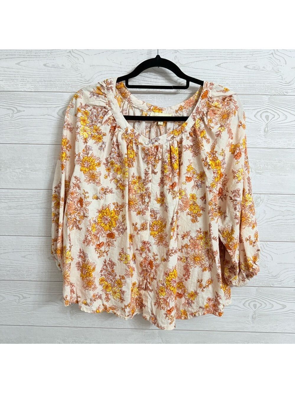 Cynthia Rowley Women’s Orange & Yellow Floral Boho Top. Size L - Picture 1 of 7
